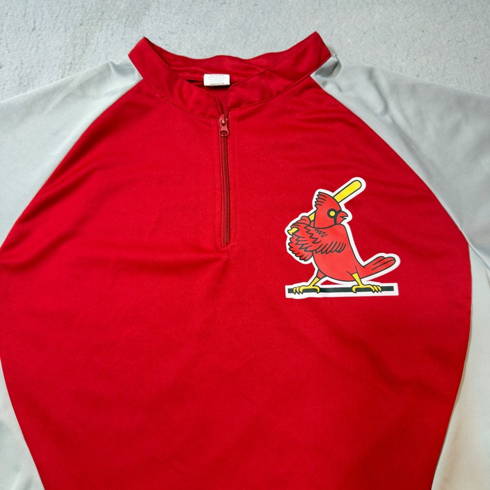 St. Louis Cardinals Quarter Zip Pullover‎ Men XL Red Grey Good Short Sleeve MLB